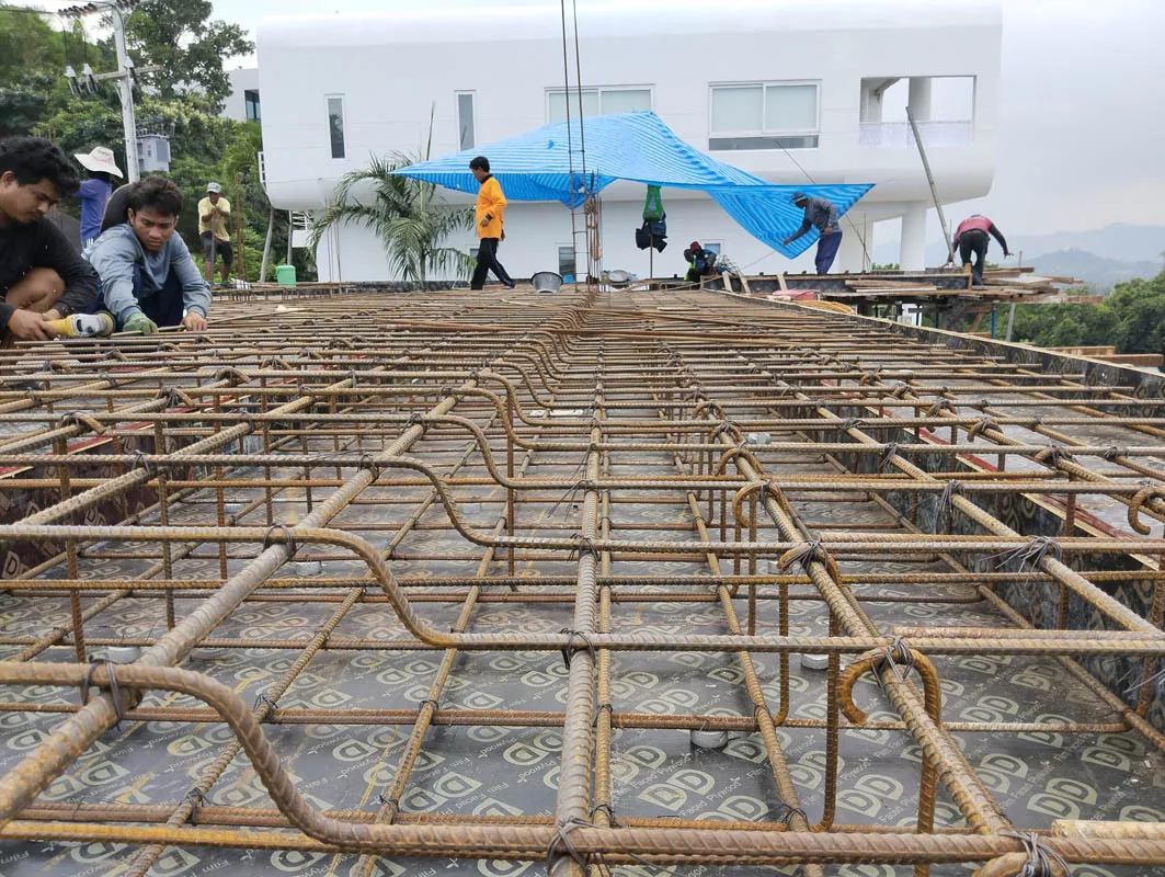 Steel reinforcement and structural foundation work at Villa Ivan